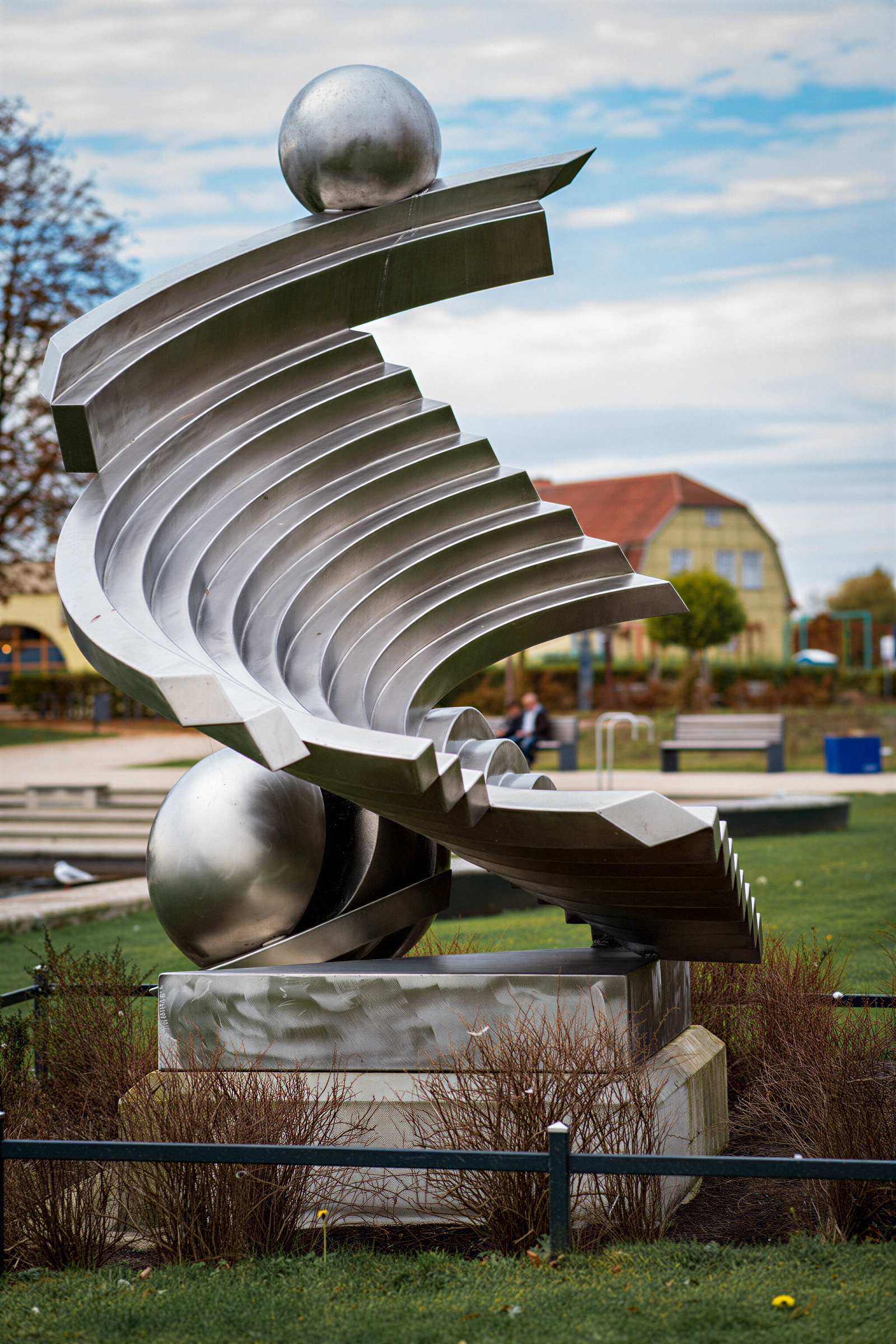 Large Stainless Steel Abstract Wave Sculpture