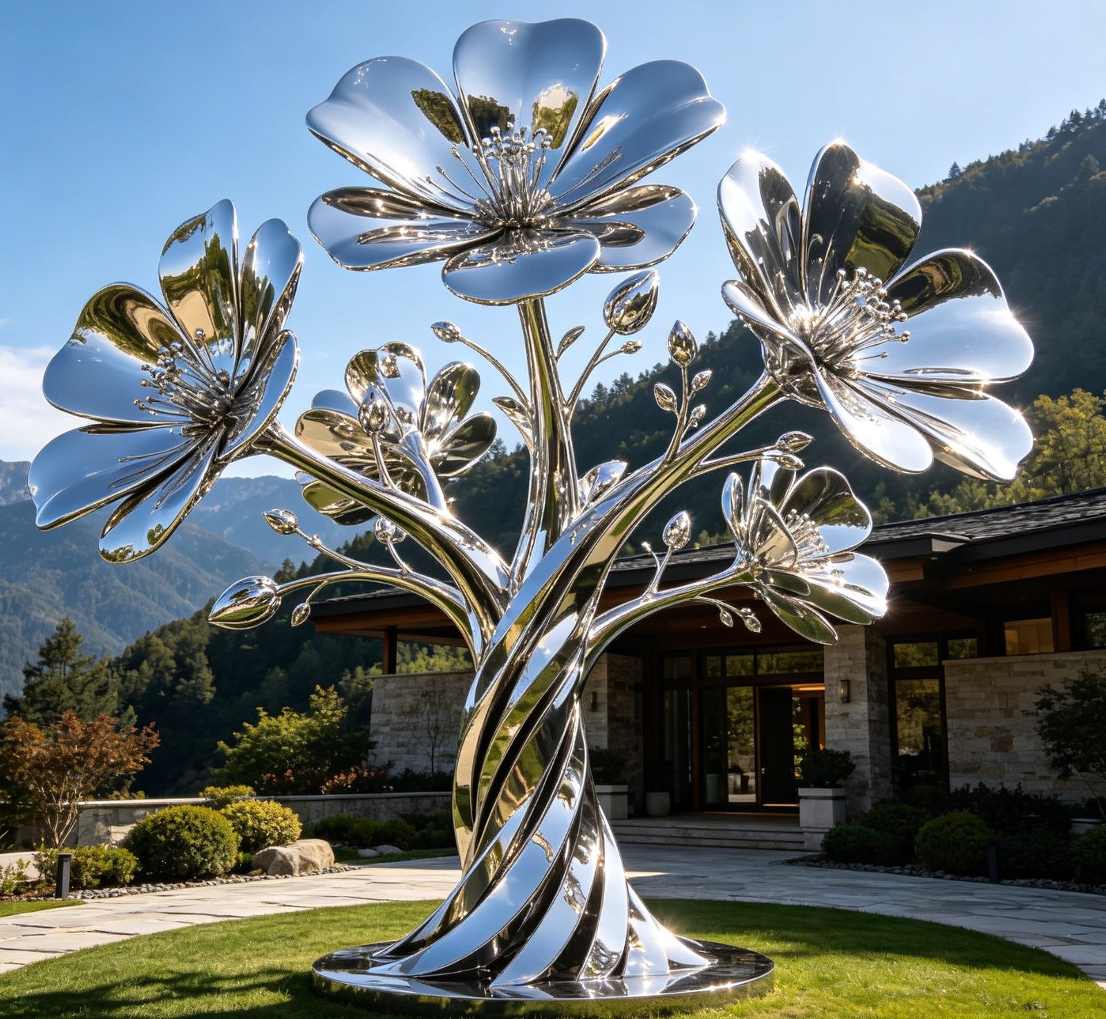 Twisted-trunk flower tree