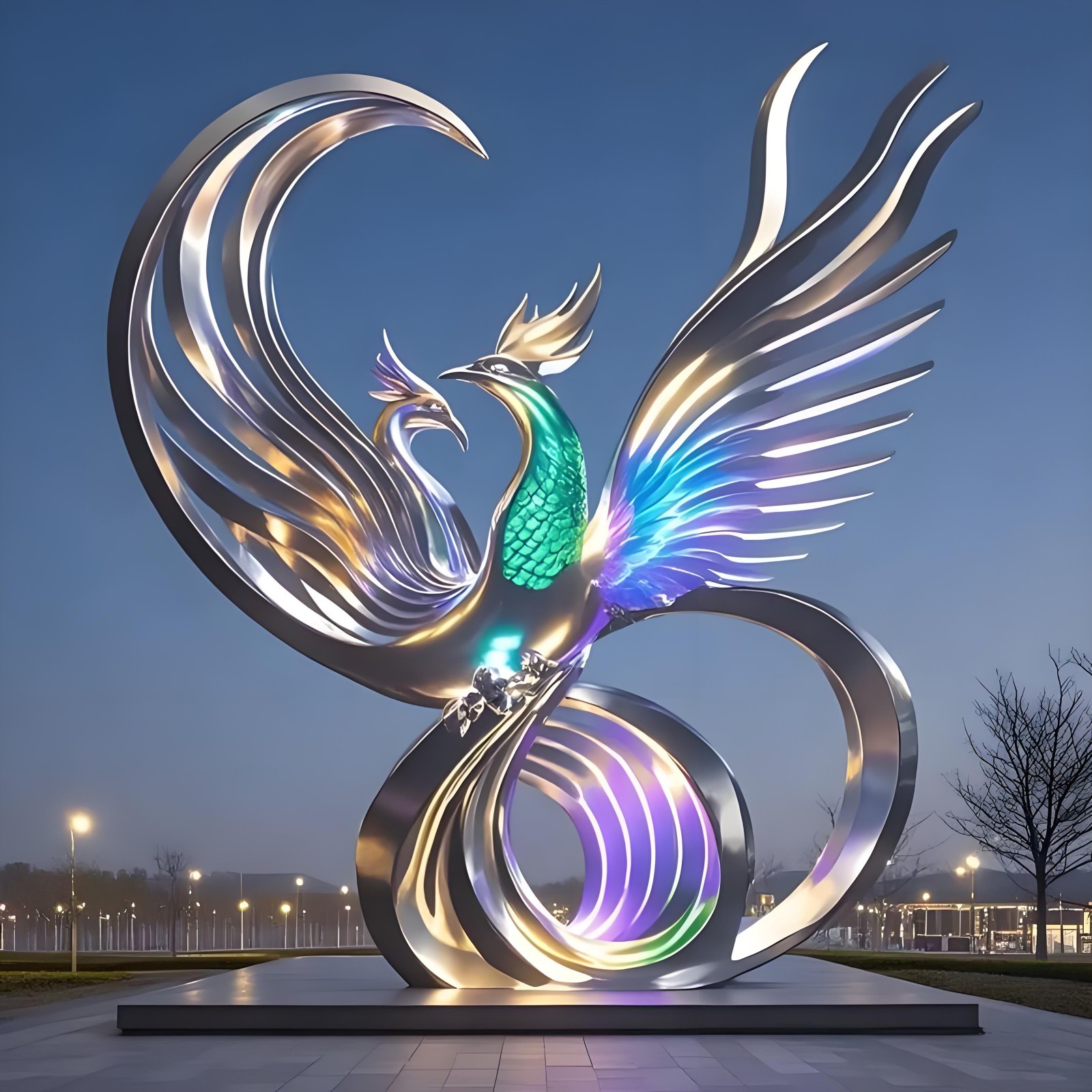 Lighted twin phoenix