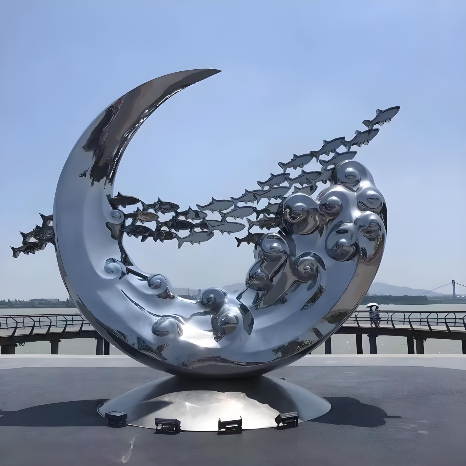 Crescent fish sculpture