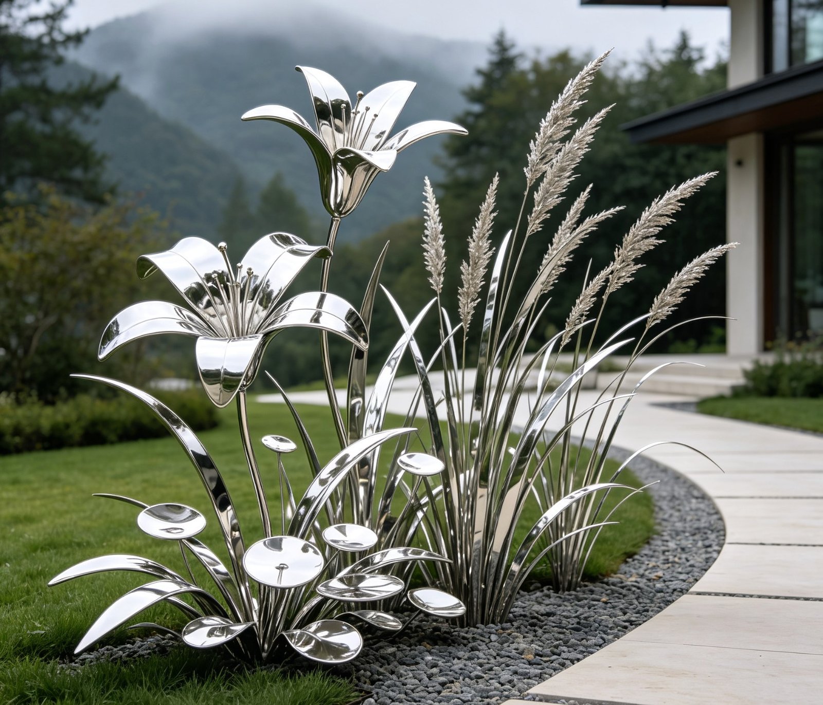 Lily and pampas garden