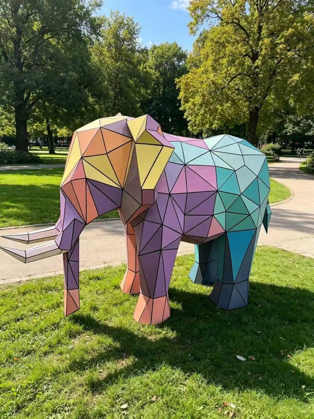 Low-poly color elephant