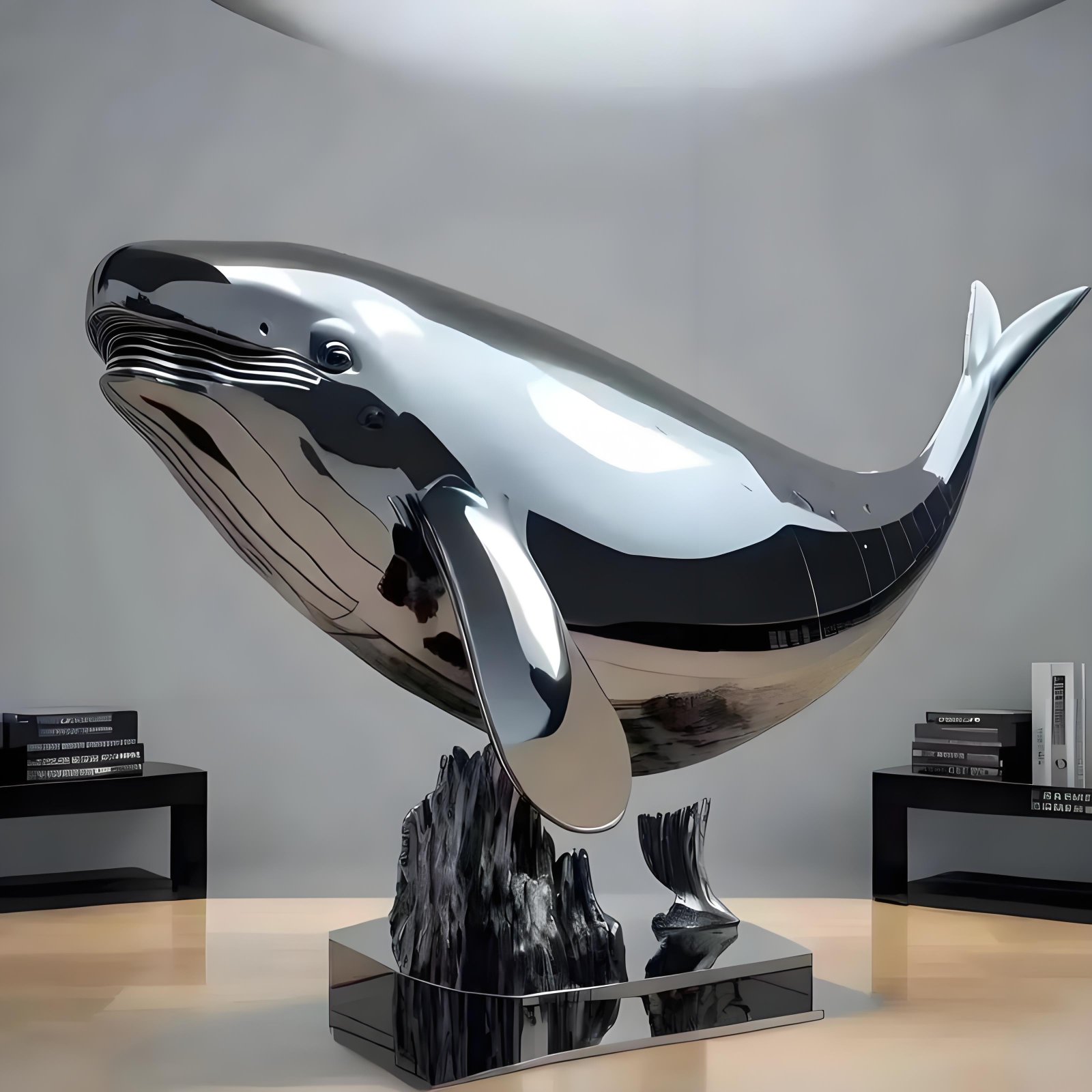 Polished whale sculpture