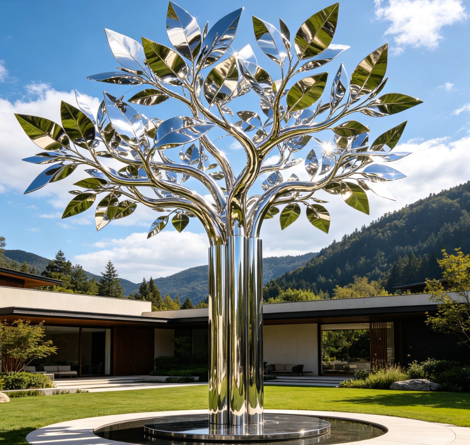 Twin-trunk steel tree