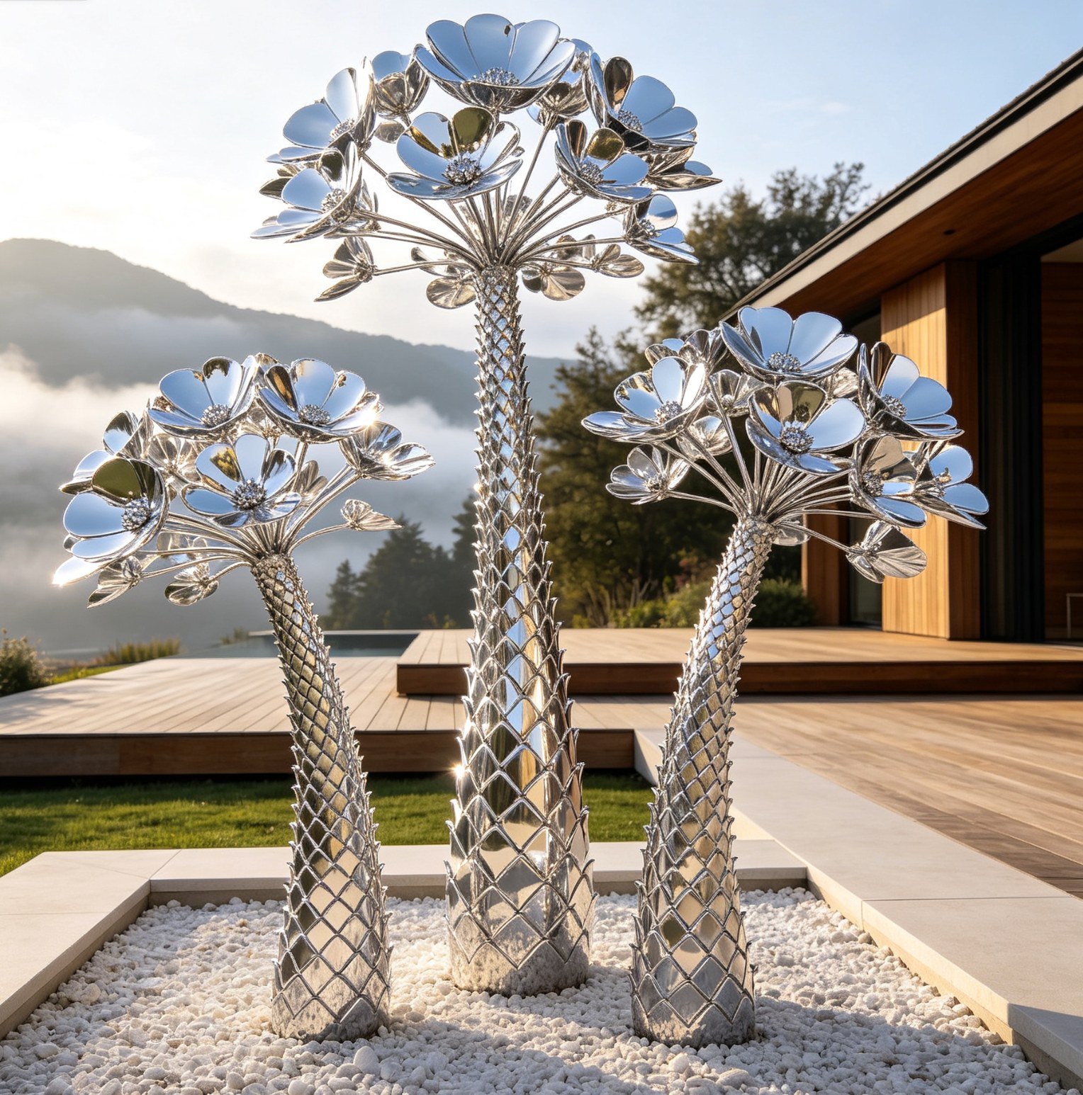 Scaled-trunk flower trio