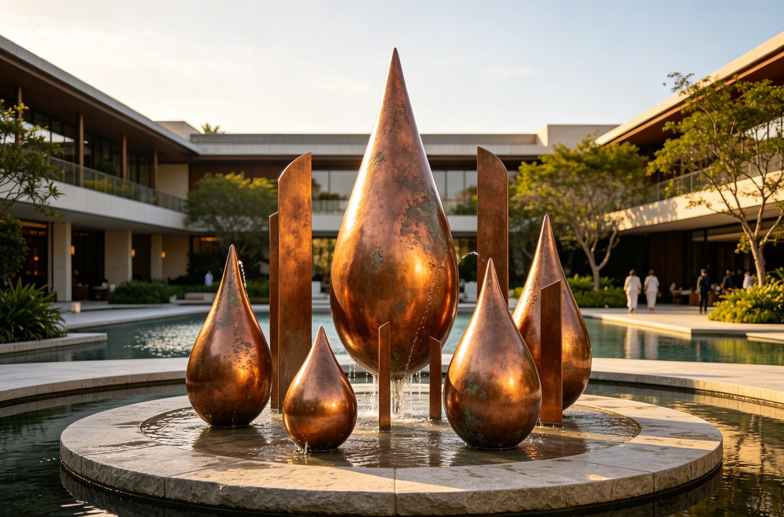 Bronze teardrop fountain